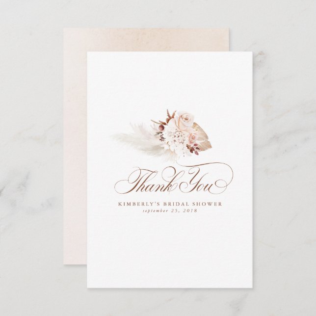 Elegant Pampas Grass Light Floral Thank You (Front/Back)