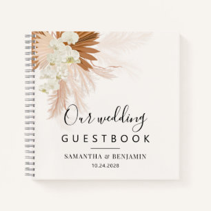 Elegant Pampas Grass Terracotta Wedding Guest Book