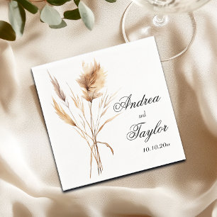 Elegant Pampas Grass Wedding Napkin