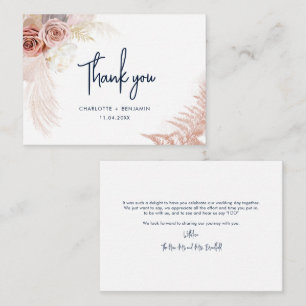 Elegant Pampas Grass Wedding Thank You Card