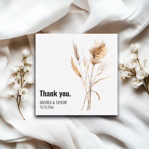 Elegant Pampas Grass Wedding Thank You Card Note