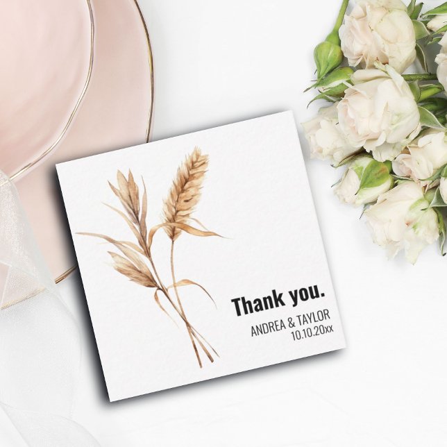 Elegant Pampas Grass Wedding Thank You Card Note (Creator Uploaded)