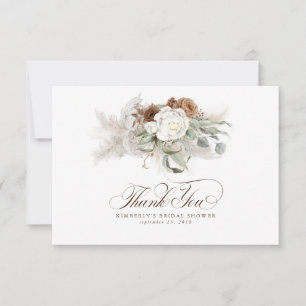 Elegant Pampas Grass White Floral Thank You Card