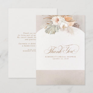 Elegant Pampas Grass White Floral Thank You Card
