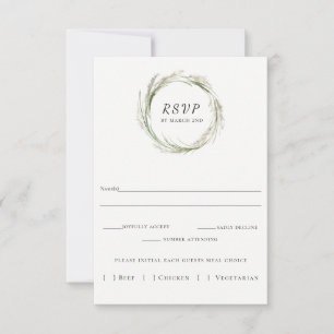 Elegant Pampas Grass Wreath Wedding RSVP Card