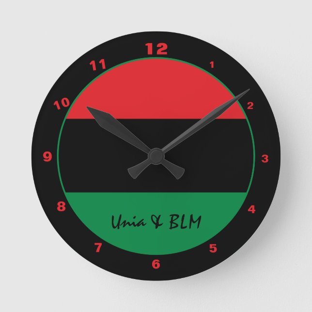 Elegant Pan African Flag & Unia Symbol / design Round Clock (Front)