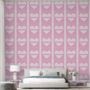 Elegant Panels of Hearts Soft Pastel Pink Squares Wallpaper