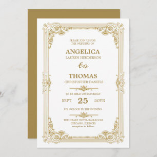 Elegant Papaya Whip Vintage Frame Wedding Invitation