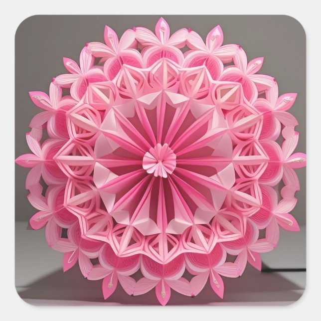 Elegant Paper Art Flower Pattern – Feminine Decor Square Sticker (Front)