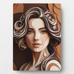 Elegant Paper-Cut Portrait in Warm Earth Tones Plaque