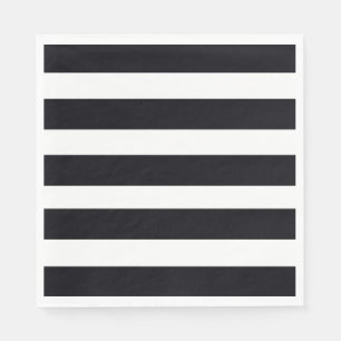 Elegant Paper Luncheon Napkins Black White Striped
