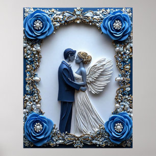 Elegant Paper Quilling wedding of a Romantic Angel Poster