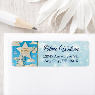 Elegant Papercut Angel, Star Blue Winter Christmas