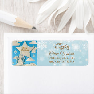 Elegant Papercut Angel, Star Blue Winter Christmas