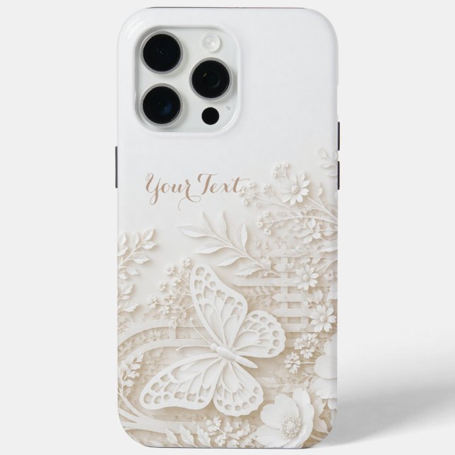 Elegant Papercut Butterfly with Floral Frame Case-Mate iPhone Case (Back)