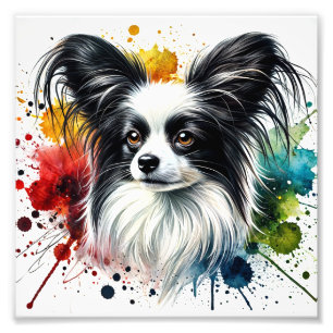 Elegant Papillon Watercolor Art Photo Print