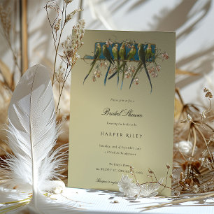 Elegant Parakeet Bridal Shower Invitation