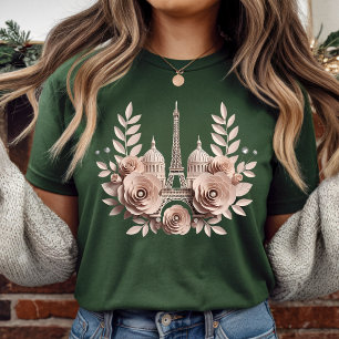 Elegant Paris Paper-Cut Floral T-Shirt  Sweatshirt