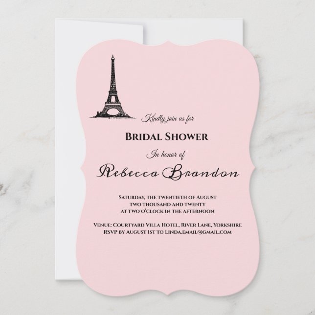 Elegant Paris Theme Bridal Shower Invitation (Front)