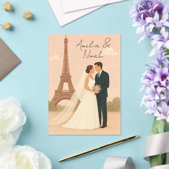 Elegant Paris Wedding Acrylic Invitation – Eiffel  (Insitu (Wedding))