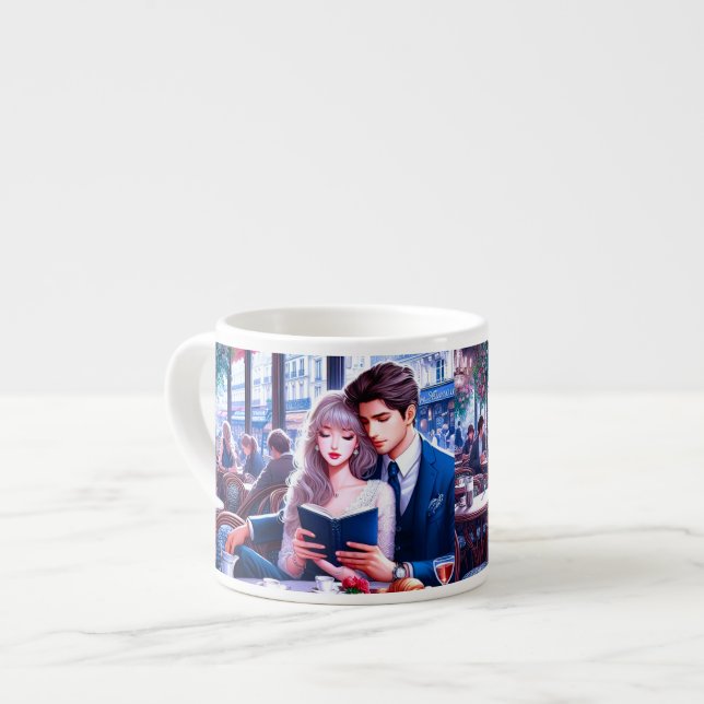 Elegant Parisian Cafe Date: A Romantic Escape Espresso Cup (Front Left)