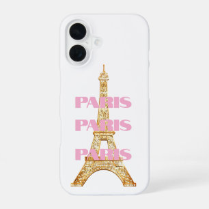 Elegant Parisian Eiffel Tower Paris in Pink iPhone 16 Case
