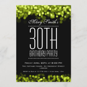 Elegant Party Invitation Sparkling Lights Green
