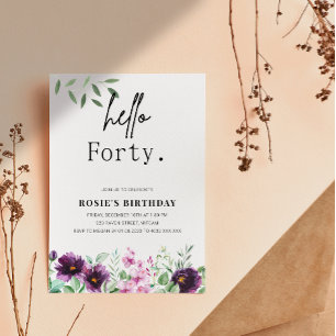 Elegant Party Modern 40th Birthday Invitation
