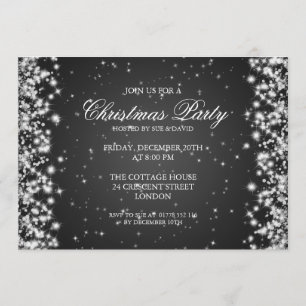 Elegant Party Sparkle Black Invitation
