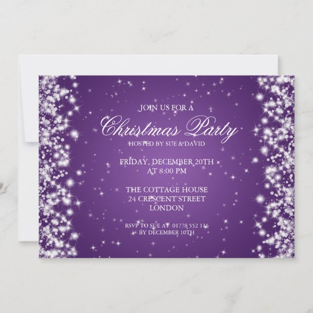 Elegant Party Sparkle Purple Invitation (Front)