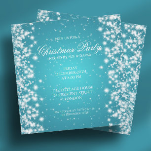 Elegant Party Sparkle Turquoise Invitation