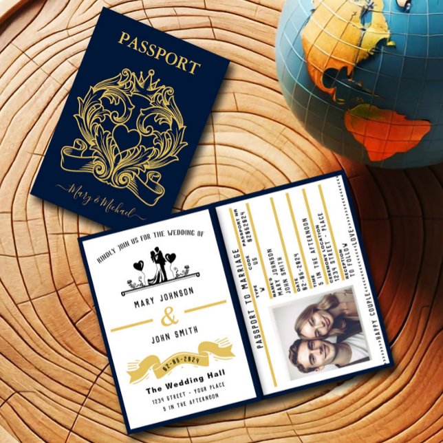 Elegant Passport Style Wedding Invitation (Creator Uploaded)