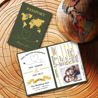Elegant Passport Wedding Invitation Travel Design