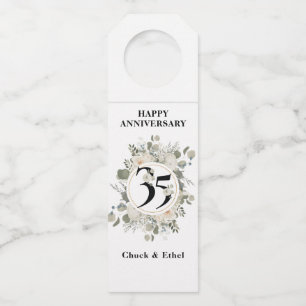 Elegant Pastel 35th ANNIVERSARY  Bottle Hanger Tag