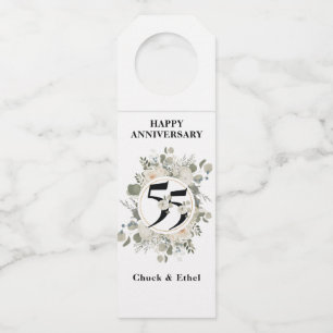 Elegant Pastel 55th ANNIVERSARY  Bottle Hanger Tag