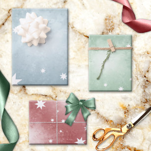 Elegant Pastel Abstract Star Pattern Christmas Wrapping Paper Sheet
