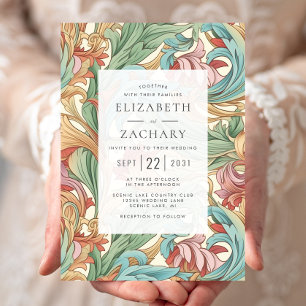 Elegant Pastel Art Nouveau Botanical Wedding Invitation