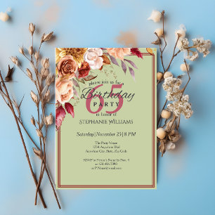 Elegant Pastel Autumn Flower Any Age Birthday   Invitation