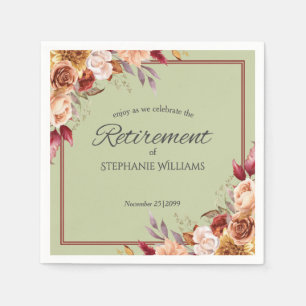 Elegant Pastel Autumn Flower Retirement Party Napkin