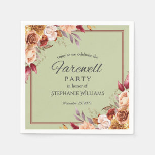 Elegant Pastel Autumn Flower Retirement Party Napkin