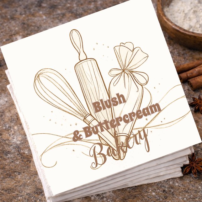 Elegant Pastel Bakery Branding Napkin (Creator Uploaded)