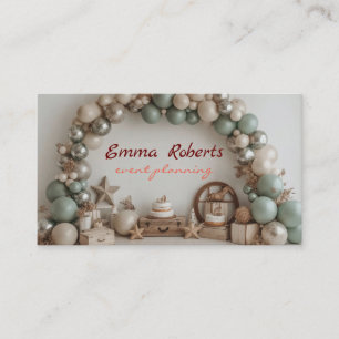 Elegant pastel balloon decorative stars floral business card