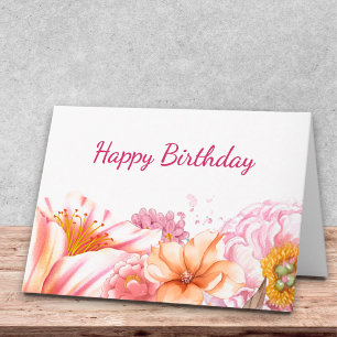 Elegant Pastel Birthday Wishes Floral Design Card