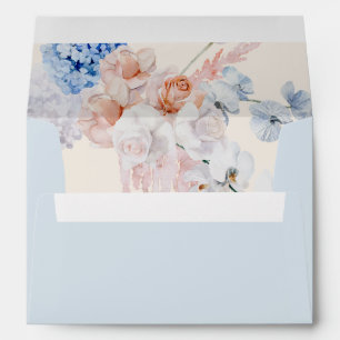 Elegant Pastel Blue Beige Arch Flowers Wedding Envelope