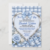 Elegant Pastel Blue Bow Baby Shower