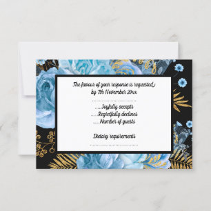ELEGANT PASTEL BLUE FLORAL BLACK ALL OCCASION RSVP