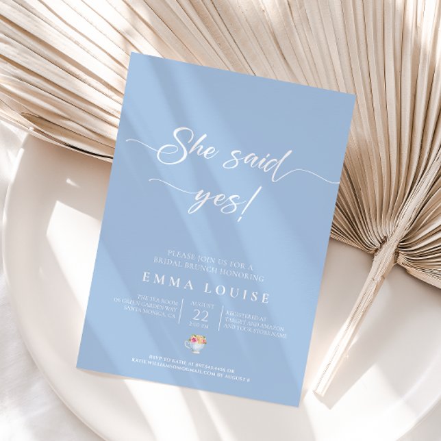 Elegant Pastel Blue Flower Tea Bridal Brunch  Invitation (Creator Uploaded)