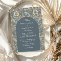 Elegant pastel blue ivory floral Art Nouveau