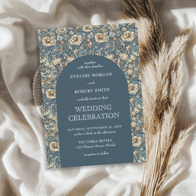 Elegant pastel blue ivory floral Art Nouveau Invitation (Elegant pastel blue ivory floral Art Nouveau Invitation)