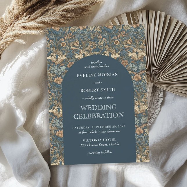 Elegant pastel blue ivory floral Art Nouveau Invitation (Elegant pastel blue ivory floral Art Nouveau Invitation)